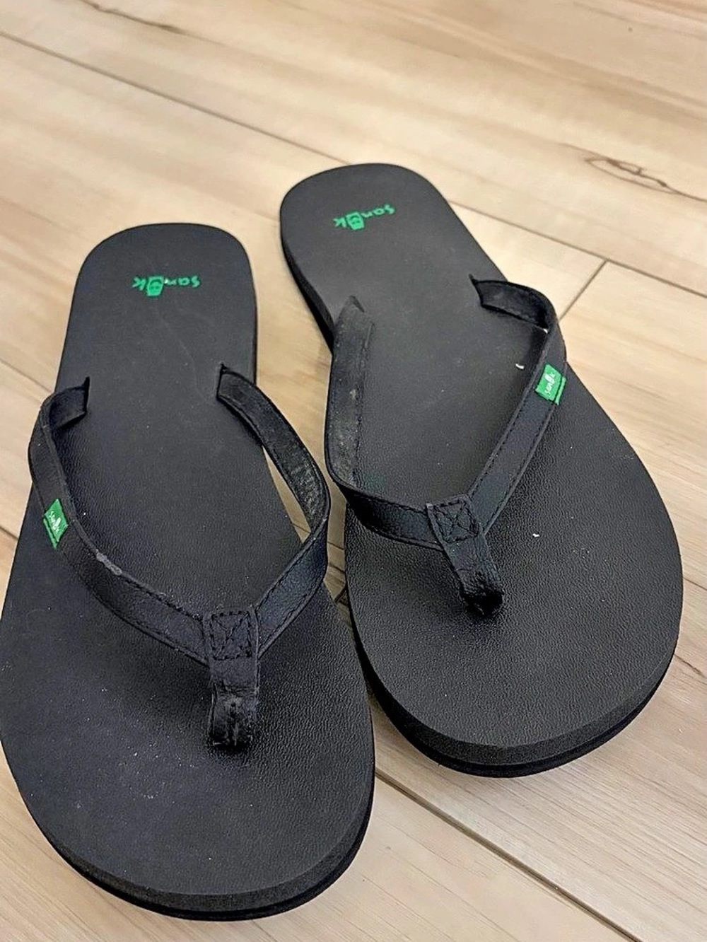Sanuk Yoga Mat II Flip Flop Black Flip Flop Sandals Like New